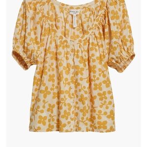 Apiece Apart!  LA LIDIA TOP!!💛🧡 🔥 Yellow Puff Sleeve Blouse ADORABLE! Size Small